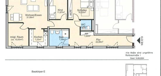 Exklusive 4-Raum-EG-Wohnung E19 mit gehobener Innenausstattung mit Dachterrasse  56,29 m²