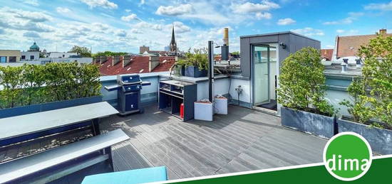 Stylische Penthouse-Maisonette im Denkmal mit Dachterrasse, Loggien, Kamin, Einbauküche, Lift u.v.m.