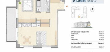 Apartament 2 camere, finisat, orientare SUD-VEST, SEMICENTRA