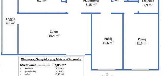 Mieszkanie na sprzedaż, 57 m² Górny Mokotów, Cieszyńska