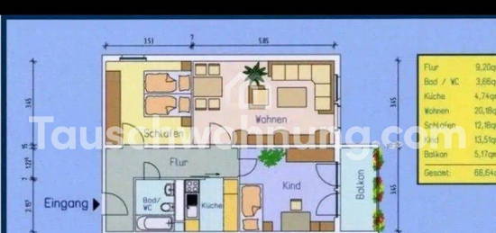 [TAUSCHWOHNUNG] Tausche 3 Raum Wohnung gegen 4-5 Raum Wohnung