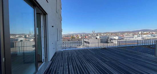 3-Zimmer-Neubauwohnung mit 54 m2 Außenfläche und Blick über Wien| inkl. hauseigenem Gym, Co-Working Space, etc.