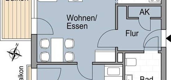 Sanierte 2 Zimmerwohnung mit Balkon