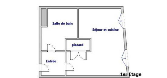 Studio 1 pièce 23 m²