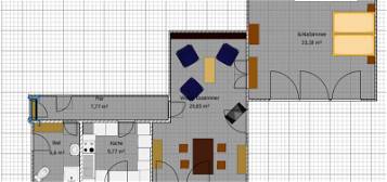 2 Zimmer Erdgeschoß-Wohnung 87 qm mit Garten