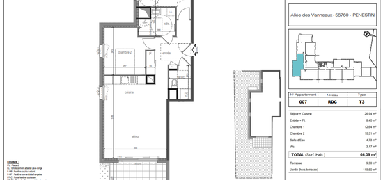 Appartement T3 neuf à 300m de l'océan