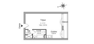 Location appartement 1 pièce 32 m²