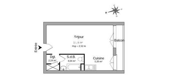 Location appartement 1 pièce 32 m²