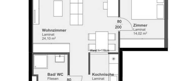 2-Zimmerwohnung mit großem Balkon