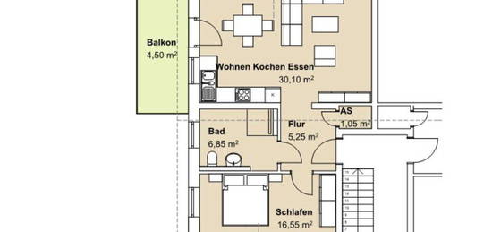 2 Zimmerwohnung 64qm, Erstbezug