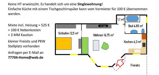 2-Zimmer ELW ca. 42 m² in Oberkirch zum 01.01.2025 zu vermieten