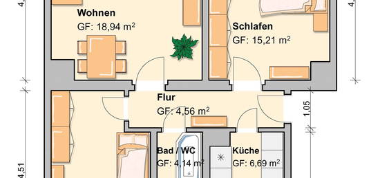 3 Raum Wohnung zu vermieten :-)