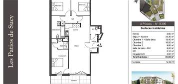 Appartement 4 piéces 83m² avec une terrasse de 13m²