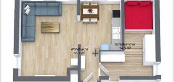 Erstbezug !- kernsanierte 2-Raum Wohnung in Lößnitz mit Kamin