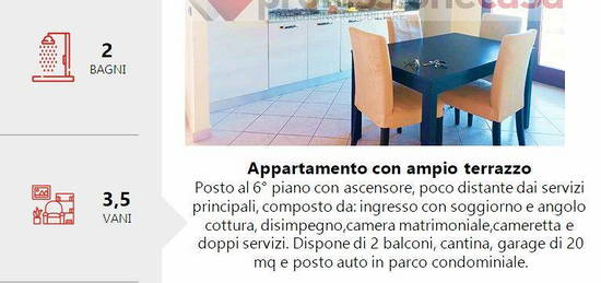 Attico con 2camere,2bagni,cantina,terrazzo+garage