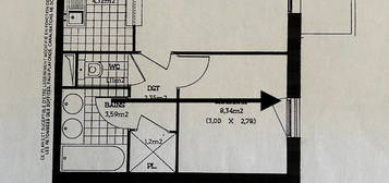 Appartement  à vendre, 2 pièces, 1 chambre, 40 m²