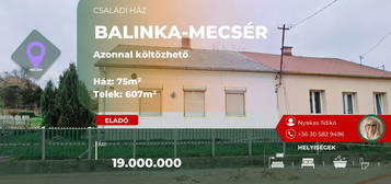 Balinka eladó családi ház 2 szobás: 19 millió Ft