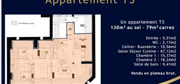 Appartement  à vendre, 3 pièces, 2 chambres, 130 m²