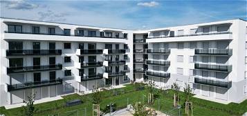 verfügbar ab August 2024: helle 2-Zimmer Dachgeschoss-Neubau-Wohnung mit großer Loggia