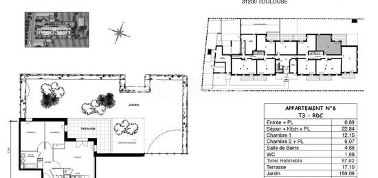 Appartement T3 de 58m² en rez-de-jardin