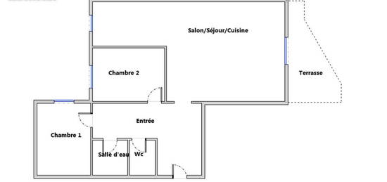 T3 traversant de 66m2 + Terrasse + Cave dans résidence avec piscine