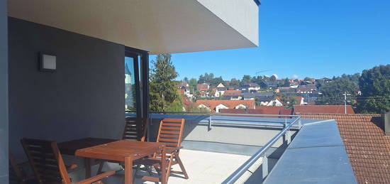 Moderne Zwei-Zimmer-Dachgeschosswohnung mit umlaufender Dachterrasse