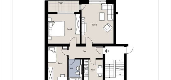 3-Zimmer-Wohnung mit Loggia in ruhiger, zentraler Lage