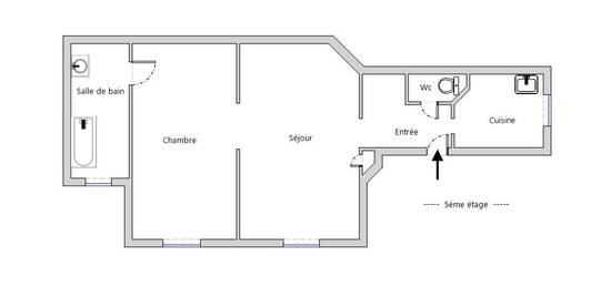 Abbesses - Sous les toits Grand Studio 31.95 m² au 5éme  étage sans ascenseur