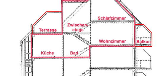 Wollen Sie besonders wohnen? 2-ZimmerMaisonette über 4 Halbetagen, Balkon und Dachterrasse