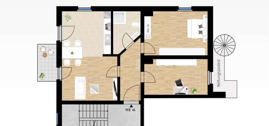 moderne 3-Raumwohnung mit Sonnenbalkon im ruhigen Hinterhaus - WE16