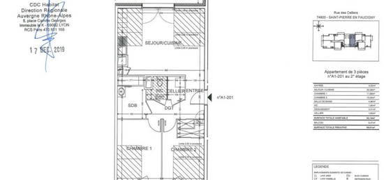 Appartement  à louer, 3 pièces, 2 chambres, 61 m²