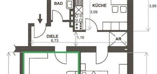 2 Zimmerwohnung in ruhiger und zentraler Lage zur Vermierung