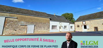 Corps de ferme entièrement de plain-pied, 4 chambres et dépendances - 1h de Rambouillet