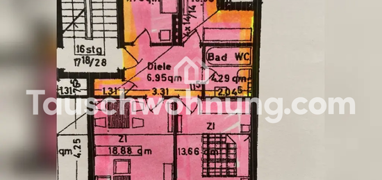 Tauschwohnung: 2,5 Zimmer Whg gegen 4 Zimmer whg