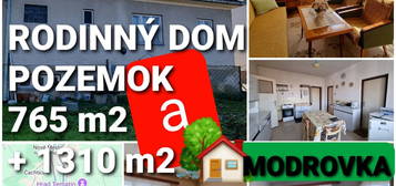 RODINNÝ DOM, GARÁŽ a POZEMOK 765m2 +POZEMOK 1310m2 MODROVKA