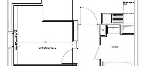 Appartement  à louer, 3 pièces, 2 chambres, 60 m²