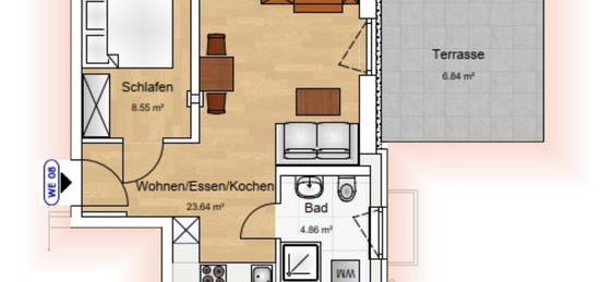 ERSTBEZUG: Zwei-Zimmer-Terrassenwohnung in ruhiger Wohngegend