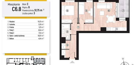 Mieszkanie, 51,77 m², Katowice