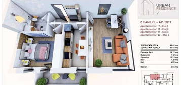 Apartament 2 camere bloc nou cu lift Urban Residence 5