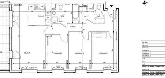 Appartement 4 pièces de 79m² + terrasse NEUF dernier étage