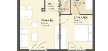 Schön geschnittene 2-Zimmer-Wohnung mit Wohnküche und südseitigem Balkon - Top 49