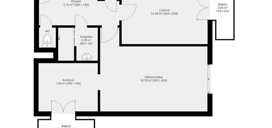 Prodej bytu 2+1 se 2 lodžiemi, 54 m2, Příbram VII