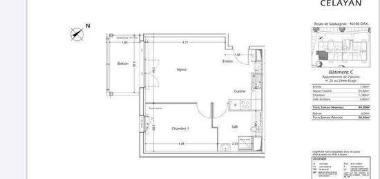 Appartement 2 pièces 46m2 avec balcon : Neuf & Meublé