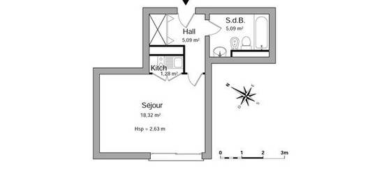 Location appartement 1 pièce 29 m²