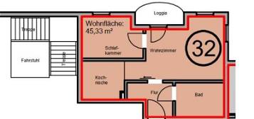 Seniorenwohnanlage Burg – Gemütliche 2-Raumwohnung mit Loggia im Dachgeschoss bna60