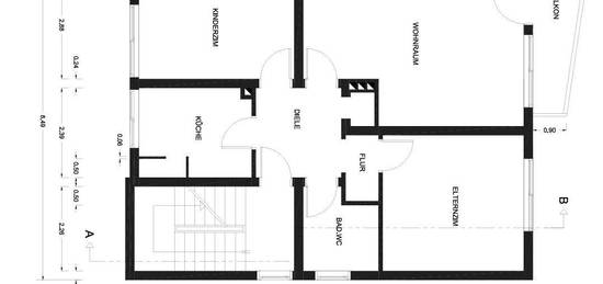 Objektbeschreibung:   3-Zimmer-Wohnung im 1. Obergeschoss mit ca.