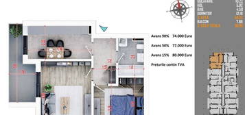 Direct Dezvoltator-2 camere, 56.9 mp, dec, bucatarie inchisa