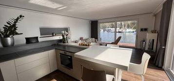 LUXUS Hausboot - 3 Etagen - 100m² Wohnen + 120 m² SONNENTERRASSE - Kamin, Kino, komplett individuell