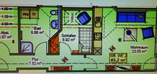 2 Zi. Dachgeschosswohnung, 49 m²