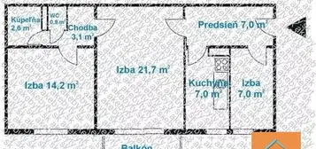 novo zrekonštr. 3 izb. byt, NARCISOVA ul.